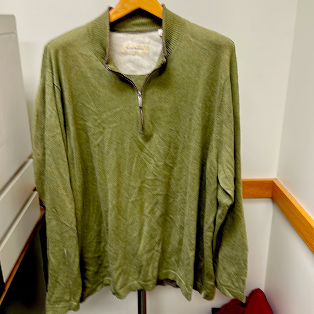 Tommy Bahama 1/4 zip Pullover sweater. Cashmere cotton blend